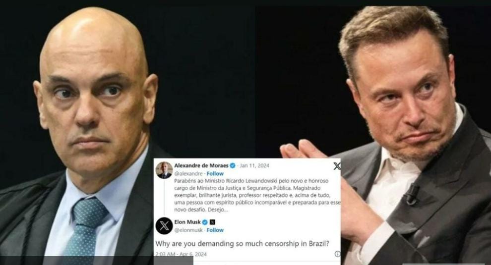 Elon Musk questiona Moraes por “por que você esta impondo censura no Brasil?”